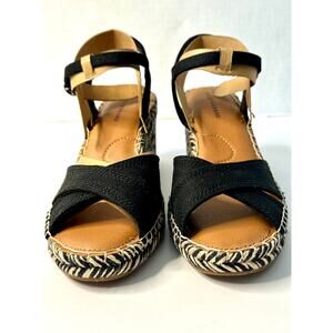Lucky Brand Women's Candyr Espadrille Wedge Sandals Black Size 10M NWT